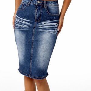 Women's Blue Denim Pencil Skirt